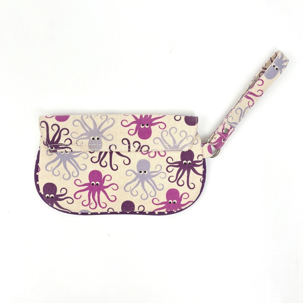 Bungalow 360 Octopus Print Canvas Wristlet Clutch Purse - Picture 2 of 16
